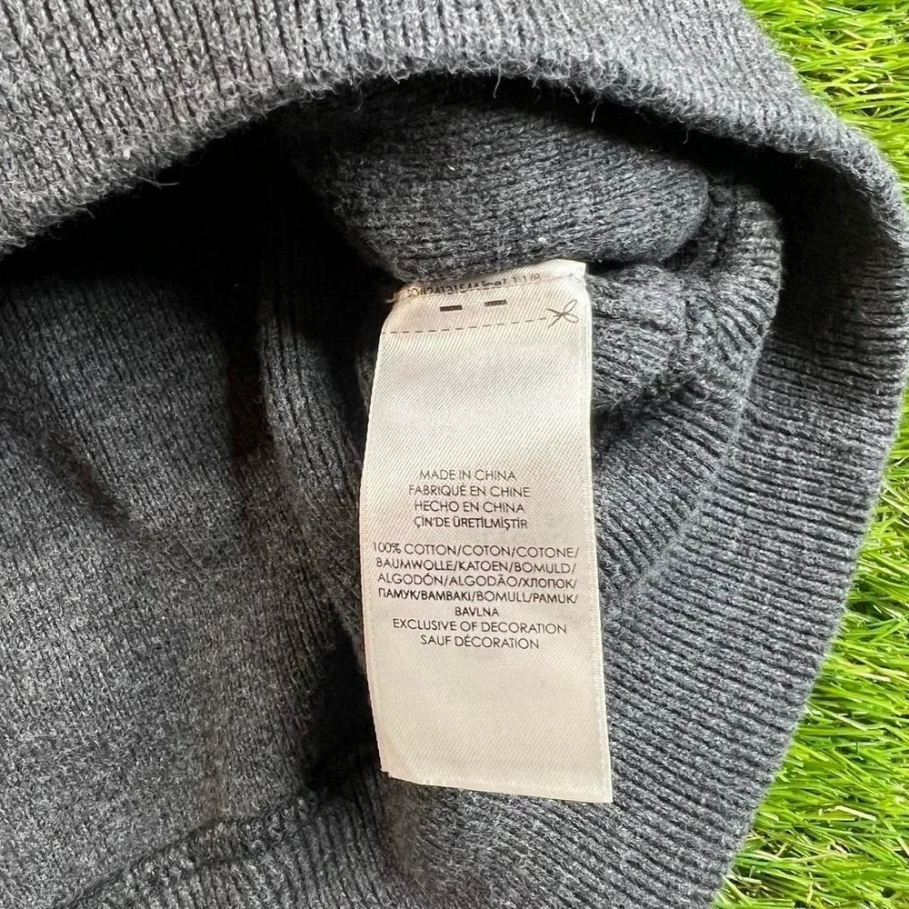 Polo Ralph Lauren Quarter Zip Knit Sweater Spell Out Logo Gray Mens XL Cotton